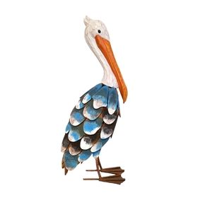 18 Inch wood and metal Pelican sclpture hand painted. 18inches tall.